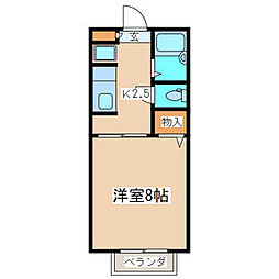 カーサフジコー 1Kの間取図画像