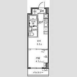 S-RESIDENCE目黒大岡山 1DKの間取図画像