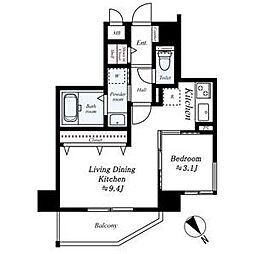 ウインステージ大博通り 1LDKの間取図画像