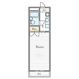 愛知カレッジタウンD棟 1Kの間取図画像