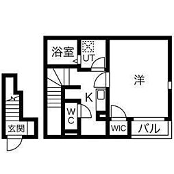 クレセント黒木 1Kの間取図画像