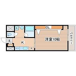 アメニティハウス110 1Kの間取図画像