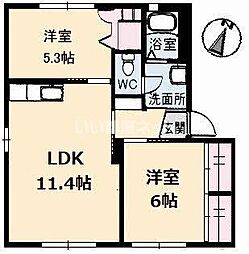 さくら館弐号棟 2LDKの間取図画像