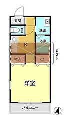 レジデンスTM村岡 1Kの間取図画像