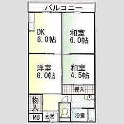 メロディーコーポ岸和田 3DKの間取図画像