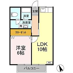 橋田ハイツ 1LDKの間取図画像