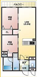WSRESIDENCE 2LDKの間取図画像