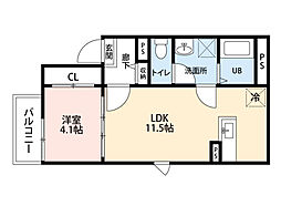 エルモス野芥 1LDKの間取図画像