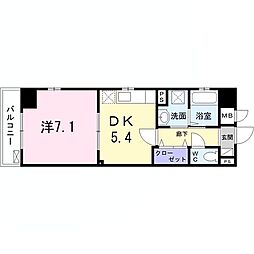 クレシア横浜山手 1DKの間取図画像