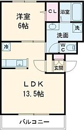 ユリシス 1LDKの間取図画像