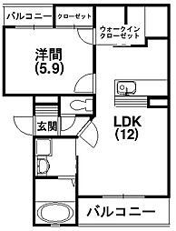ソレイユルヴァン 2LDKの間取図画像