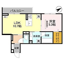 D-Sereno豊岡I A棟 1LDKの間取図画像