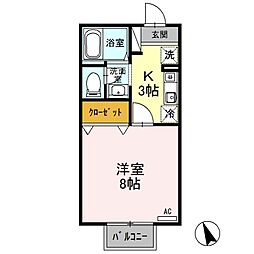 アメニティーハウス 1Kの間取図画像