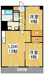 サン・グリーンハイツ 2LDKの間取図画像
