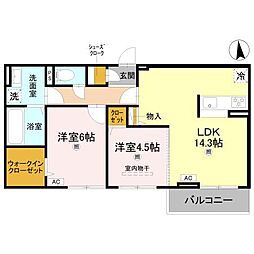 ボヌール斑鳩 2LDKの間取図画像