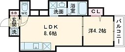 アトムハウス2号館 1LDKの間取図画像