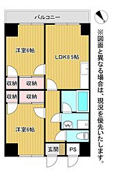ハヤシビル北方1 2LDKの間取図画像