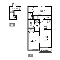 Calda famiglia A棟 2LDKの間取図画像
