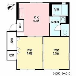 ShaMaisonF 2DKの間取図画像