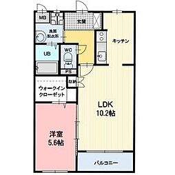ラフィネソラーレ 1LDKの間取図画像