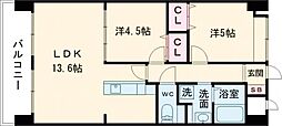 ソレアード苅田 2LDKの間取図画像