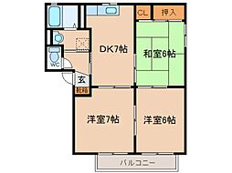 レーベンハイムB 3DKの間取図画像