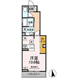 トゥトゥ ドミール ワンルームの間取図画像