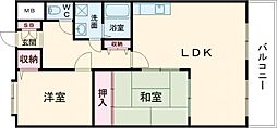 グレース深野 2LDKの間取図画像