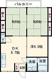 サンフラワー貴 3DKの間取図画像