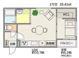 TRIOVE大牟田駅前 1LDKの間取図画像