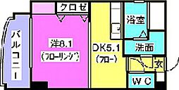 エリタージュ 1DKの間取図画像