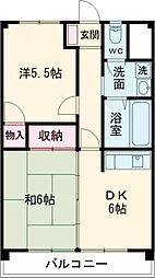 野田ハイツ 2DKの間取図画像