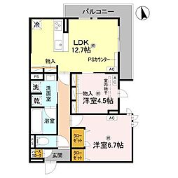 Clashist上住吉 2LDKの間取図画像