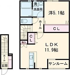 ボヌール 1LDKの間取図画像