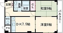 ハイツアムール 2DKの間取図画像