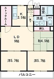 熊谷昭和ビル 3SLDKの間取図画像