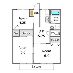 光陽台弐番館 3DKの間取図画像