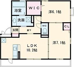 ボアソルテS 2LDKの間取図画像