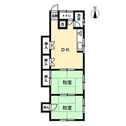 川崎ハイツ 2DKの間取図画像