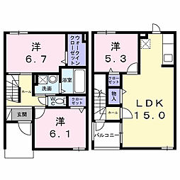 コンコルディア 柏原 3LDKの間取図画像