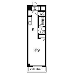 ルミエールデュオSA館 1Kの間取図画像