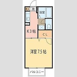 セフィラ中島丁 1Kの間取図画像