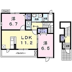 アーバンパレス 2LDKの間取図画像