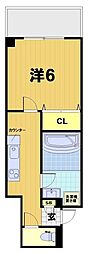 プリオーレ衣笠 1Kの間取図画像