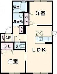 ツインディアスA 2LDKの間取図画像