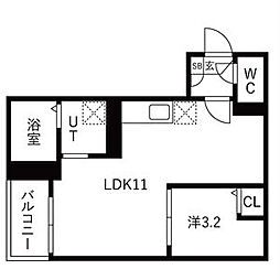 狭山市鵜ノ木アパート 1LDKの間取図画像