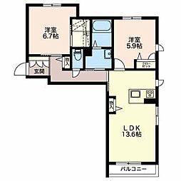 アイリス 2LDKの間取図画像