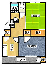 グランデ天神橋 2DKの間取図画像