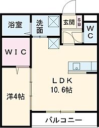 MM93 1LDKの間取図画像