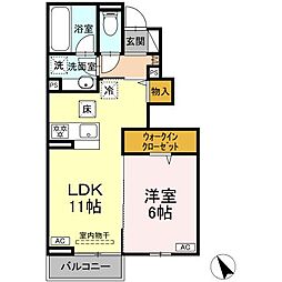 リエート ドミール 1LDKの間取図画像